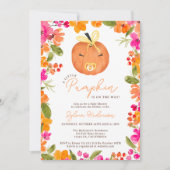Invitation Floral Fall mignon petit baby shower citrouille (Devant)