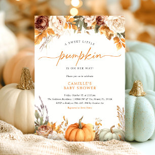 Invitation Floral Fall Petit Baby shower Citrouille Invitatio