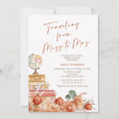 Invitation Floral Fall Voyage de Mlle Mme Fête des mariées (Devant)