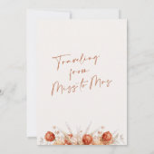 Invitation Floral Fall Voyage de Mlle Mme Fête des mariées (Dos)