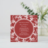 Invitation floral fantaisie Quinceanera (rouge) (Debout devant)
