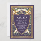 Invitation Floral Fantasy Swords Shield Monogram Wedding (Devant)