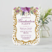 Invitation Floral Faux Gold Parties scintillant Confetti Grad (Debout devant)