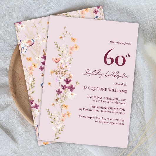 Invitation Floral féminin 60e anniversaire