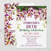 Invitation Floral féminin 80ème 90ème 91ème 92ème 95ème 98ème (Devant / Derrière)