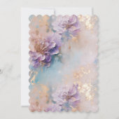Invitation Floral féminin violet bleu et or (Dos)