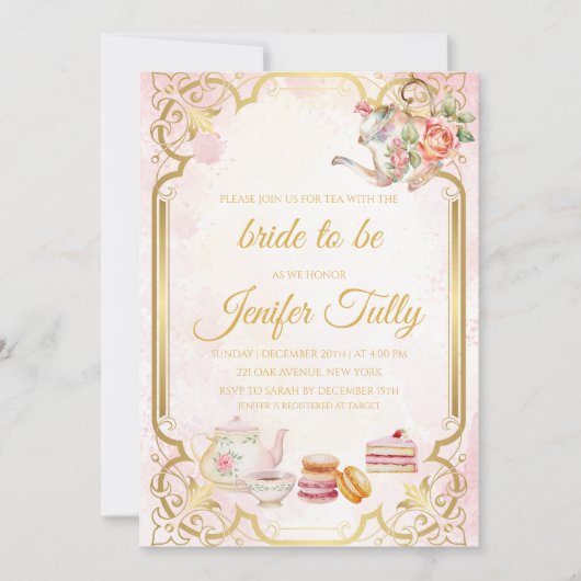 Invitation Floral Fête des mariées Tea Party (Devant)