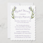 Invitation Floral Fête des mariées violet Feuilles d'aquarell (Devant)