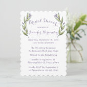 Invitation Floral Fête des mariées violet Feuilles d'aquarell (Debout devant)