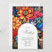Invitation Floral Fiesta Mariage Photo & QR Code pour plus de (Devant)