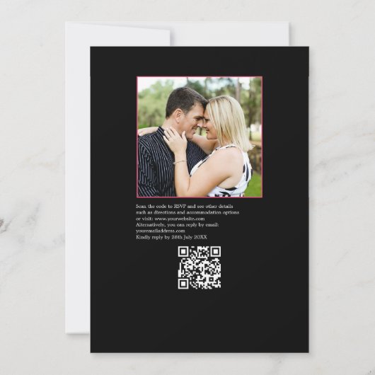 Invitation Floral Fiesta Mariage Photo & QR Code pour plus de (Dos)