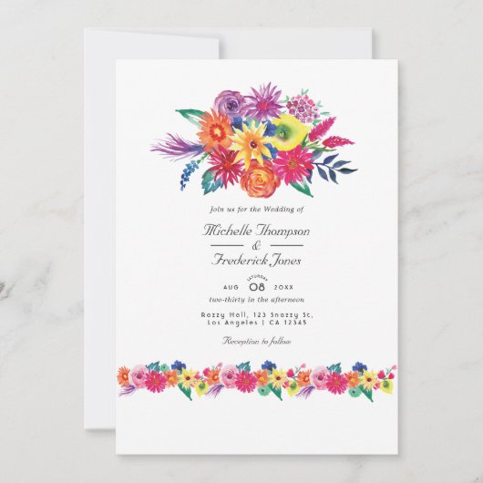 Invitation Floral Fiesta QR Code RSVP Mariage (Devant)