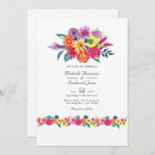 Invitation Floral Fiesta QR Code RSVP Mariage (Devant / Derrière)