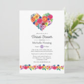 Invitation Floral Fiesta Virtual Baby ou Fête des mariées (Debout devant)