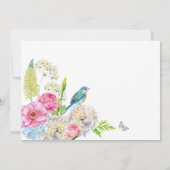 Invitation Floral Fleur bleu vert rose printemps mariage (Dos)