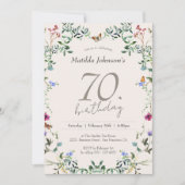 Invitation Floral fleur sauvage Elégant 70e anniversaire (Devant)