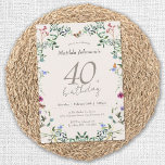 Invitation Floral fleur sauvage moderne 40e fête d'anniversai<br><div class="desc">Invitation Floral Moderne fleur sauvage 40e anniversaire de fête. Célébrez la beauté de la vie avec notre design d'anniversaire élégant avec des fleurs sauvages captivants. Laissez-vous séduire par le charme de la nature et ses délicats éléments floraux qui apportent une touche de sophistication à votre célébration. Ce design saisit l'essence...</div>