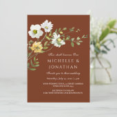 Invitation Floral fleur sauvage sur Terracotta Mariage chréti (Debout devant)