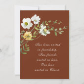 Invitation Floral fleur sauvage sur Terracotta Mariage chréti (Dos)