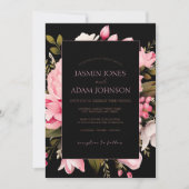 Invitation Floral Fleurs roses noires foncé Mariage esthétiqu (Devant)