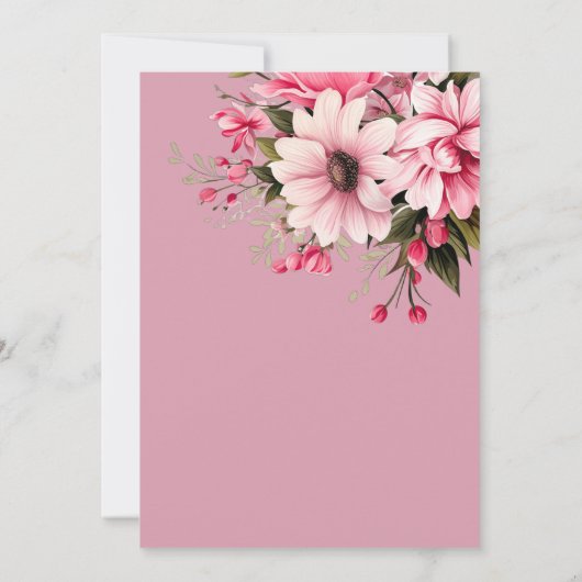 Invitation Floral Fleurs roses noires foncé Mariage esthétiqu (Dos)