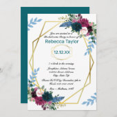 Invitation Floral Floral Mod Vert Turquoise - Bachelorette (Devant / Derrière)