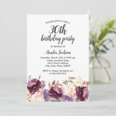 Invitation Floral Florom Purple Aquarelle 30e fête d'annivers (Debout devant)