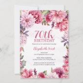 Invitation Floral Flower Bloom Hot Pink 70e anniversaire (Devant)