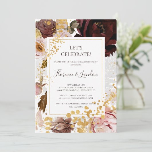 Invitation Floral flush moderne | Célébrons (Debout devant)