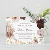 Invitation Floral flush moderne | Fête des mariées horizontal (Debout devant)