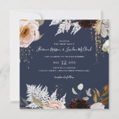 Invitation Floral flush moderne | Mariage Carré de marine (Devant)