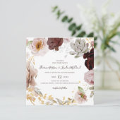 Invitation Floral flush moderne | Mariage de couronne Carré (Debout devant)