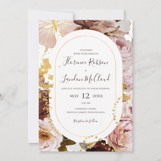 Invitation Floral flush moderne | Mariage de trame Décontract (Devant)