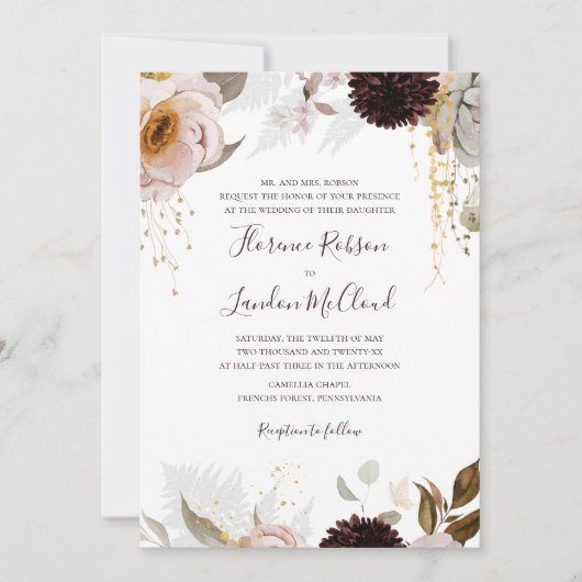 Invitation Floral flush moderne | Mariage traditionnel (Devant)