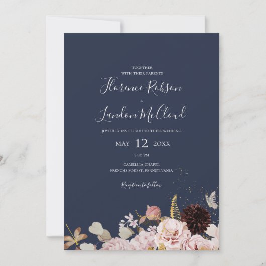 Invitation Floral flush moderne | Simple Mariage Décontracté (Devant)