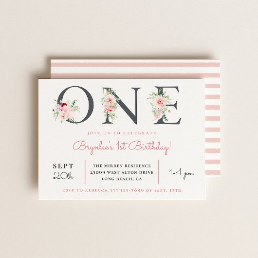 Invitation Floral flush ONE | 1er anniversaire