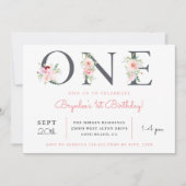 Invitation Floral flush ONE | 1er anniversaire (Devant)