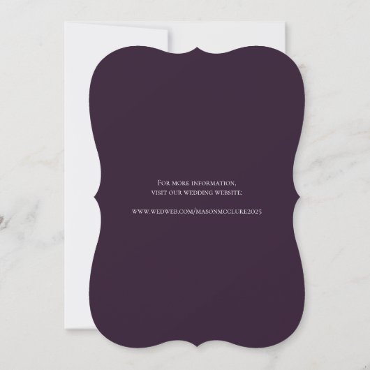 Invitation Floral foncé violet élégant Mariage Maroon Mauve (Dos)