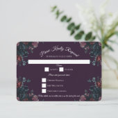 Invitation Floral foncé violet élégant Mariage Maroon Mauve (Debout devant)