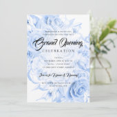 Invitation Floral Forme Entreprise Grand Ouverture Marine Ble (Debout devant)