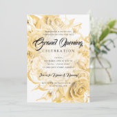 Invitation Floral Forme Entreprise Grand Ouverture Or (Debout devant)
