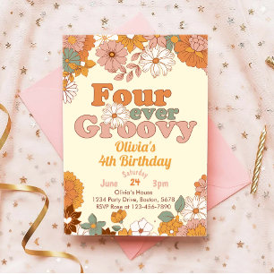Invitation Floral Four Ever Super 4ème anniversaire Invitatio