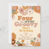Invitation Floral Four Ever Super 4ème anniversaire Invitatio (Devant)