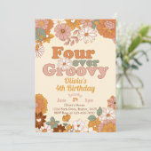 Invitation Floral Four Ever Super 4ème anniversaire Invitatio (Debout devant)