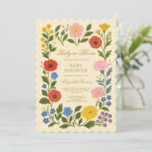 Invitation Floral Frame Baby in Bloom Baby Shower  (Debout devant)