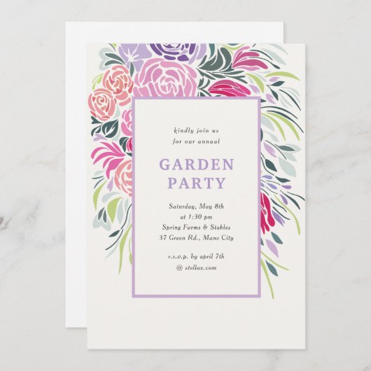 Invitation Floral Frame Party (Devant / Derrière)