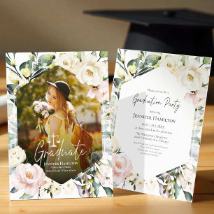 Invitation Floral Frame Photo Law School Graduation Party