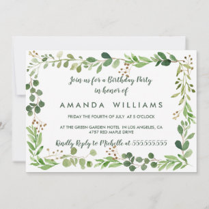 Invitation Floral Frame prairie feuilles âge adulte