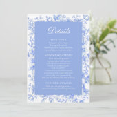 Invitation Floral Français Quelque chose de bleu Mariage Info (Debout devant)