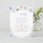 Invitation Floral Garçon Bleu bébé dans le Baby shower en fle (Debout devant)